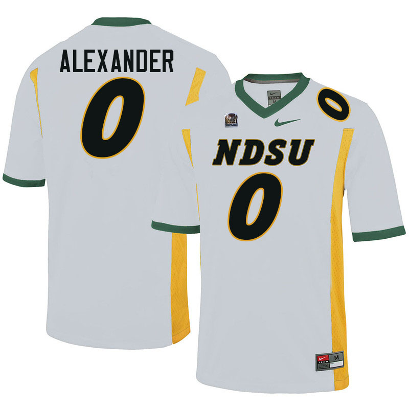 North Dakota State Bison #0 Jaquise Alexander College Football Jerseys Stitched-White